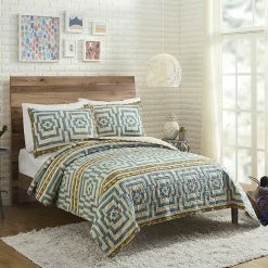 Peking Sky Blue Hypnotic Quilt Set By Jungalow®
