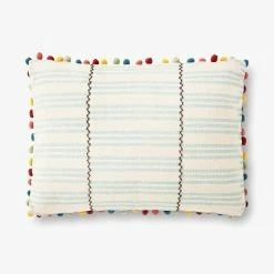 Loloi Rugs All Pillows Teal Pom Pom Pillow