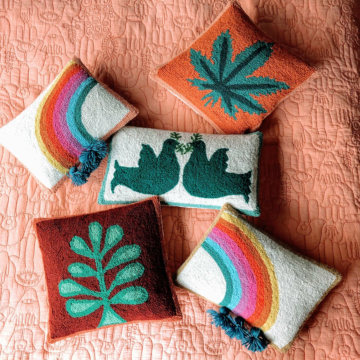 Peking Rain Bow Hook Pillow Set By Jungalow® Hook Pillows 5 Peking Rain Bow Hook Pillow Set By Jungalow® Hook Pillows