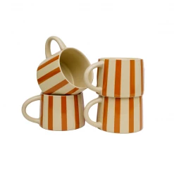 Jungalow® Tabletop + Kitchen Tierra Striped Mug Set In Amber
