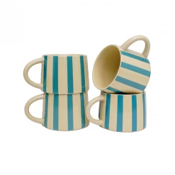 Jungalow® Tierra Striped Mug Set In Teal