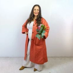 Peking Hamsa Quilted Coat In Coral By Jungalow® 10 Peking Hamsa Quilted Coat In Coral By Jungalow®