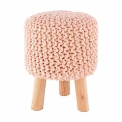 Surya Knit Pink Stool