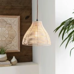 Surya Sand Rattan Lighting Pendant