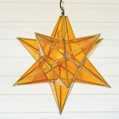 Kalalou All Lighting Amber Glass Star Pendant Light