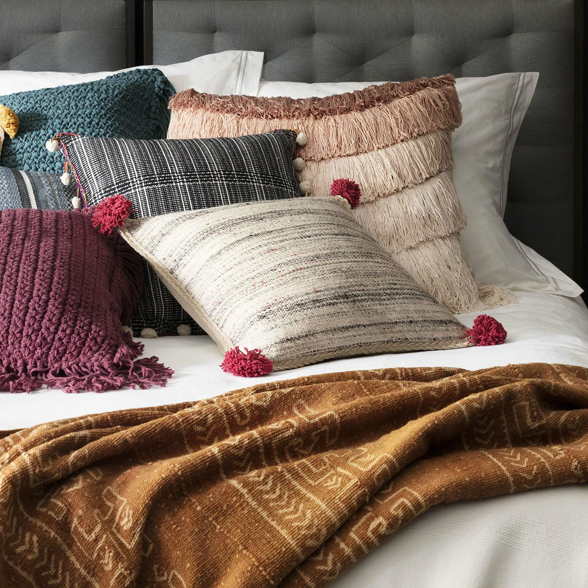 Loloi Rugs Berry Pom Pom Pillow By Justina Blakeney® X Loloi All Pillows 4 Loloi Rugs Berry Pom Pom Pillow By Justina Blakeney® X Loloi All Pillows