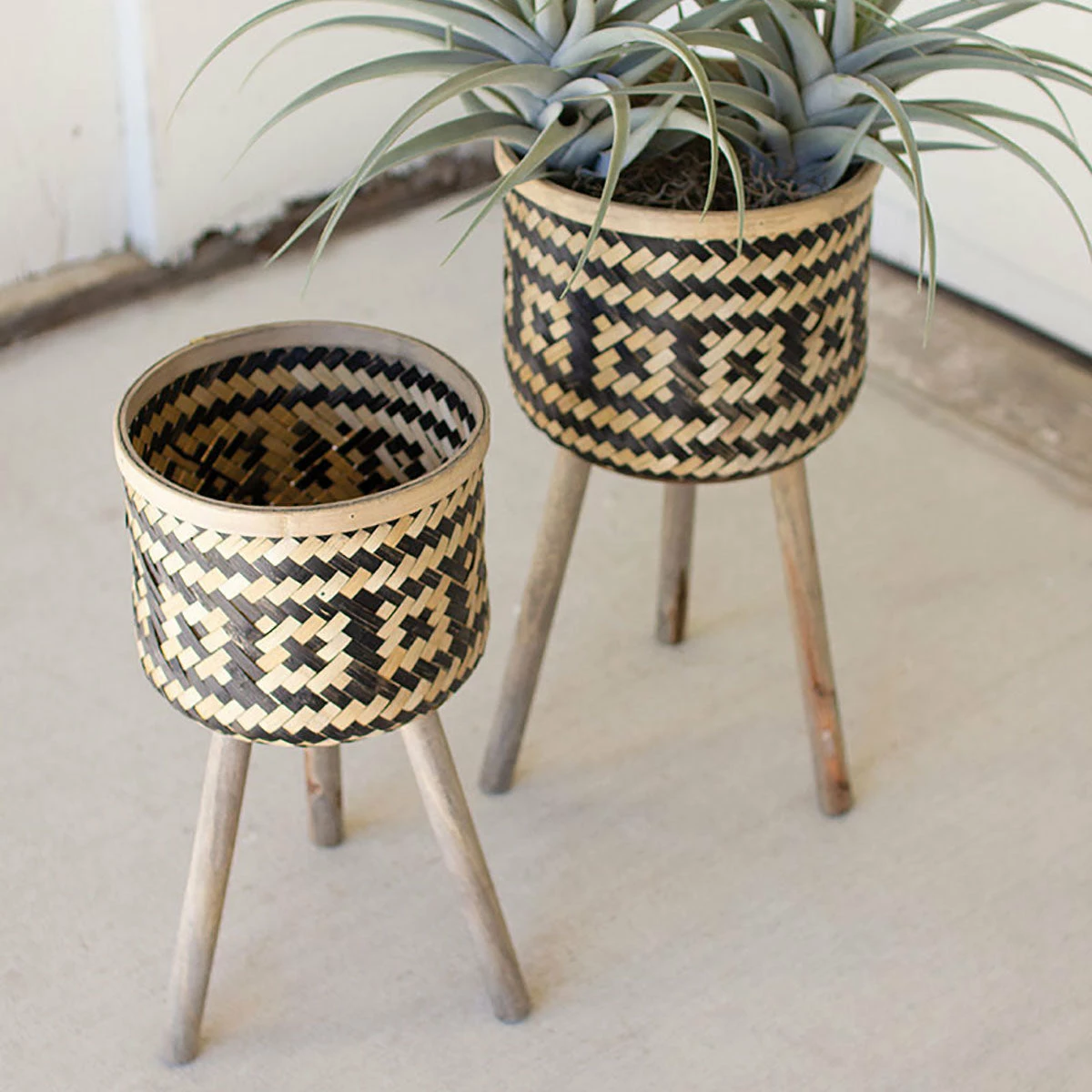 Kalalou Bamboo Planter Stand Set 3 Kalalou Bamboo Planter Stand Set