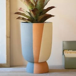 Kalalou Planters Tall Triple Stripe Planter
