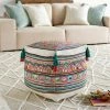 Surya All Stools, Poufs + Side Tables Colorful Embroidered Tassel Pouf