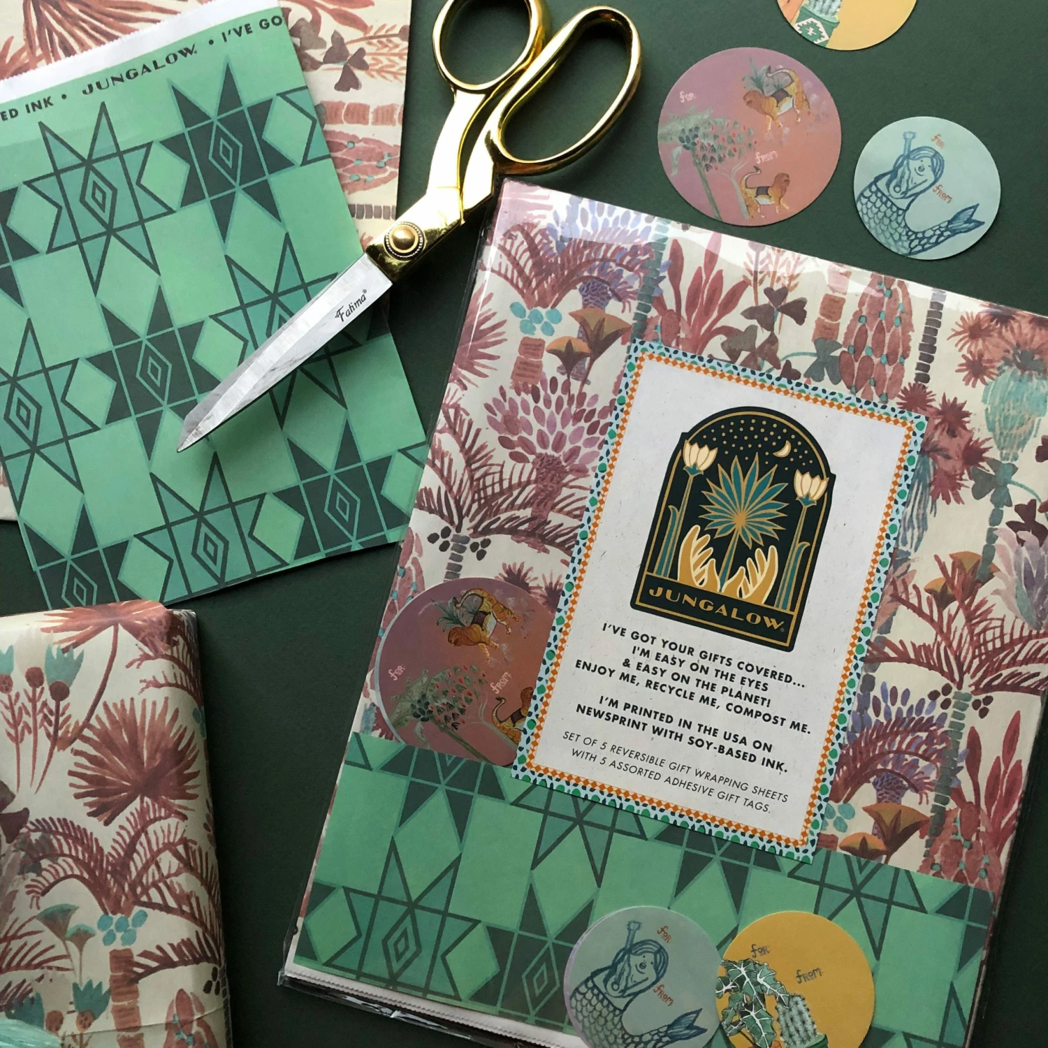 Jungalow Jungalicious Recycled Gift Paper (5pk) 3 Jungalow Jungalicious Recycled Gift Paper (5pk)